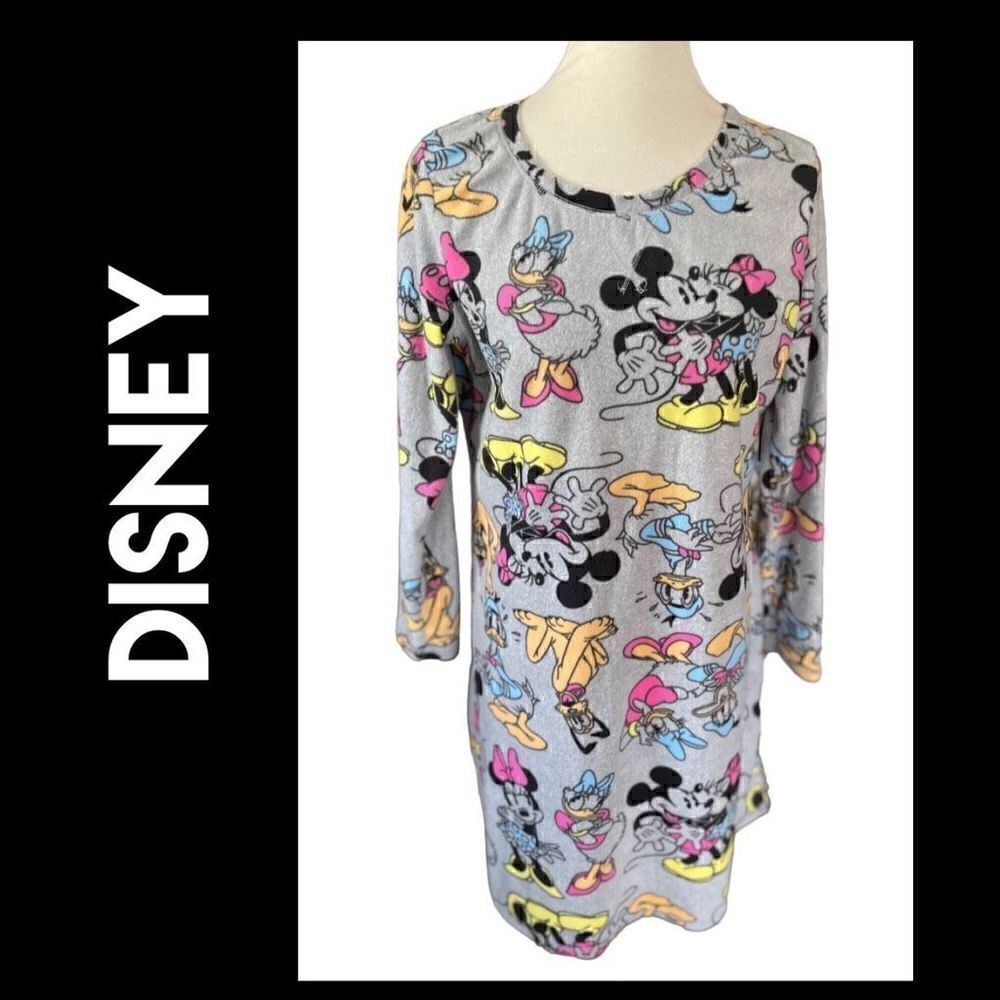 Disney Long Sleeve Gray Pajama Shirt Size Large - Picture 1 of 8